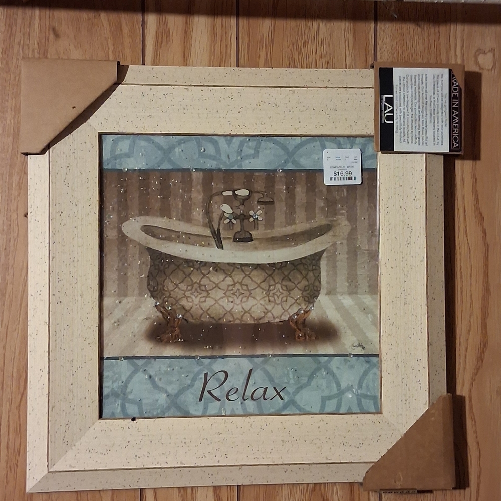 Relax Bath Art Print by - Cream and Blue